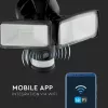 SMART LED proiector WIFI cu senzor cu cameră, 18w, 6000K, alb rece, 600lm, 180°, negru, CRI>70, V-TAC, 5917