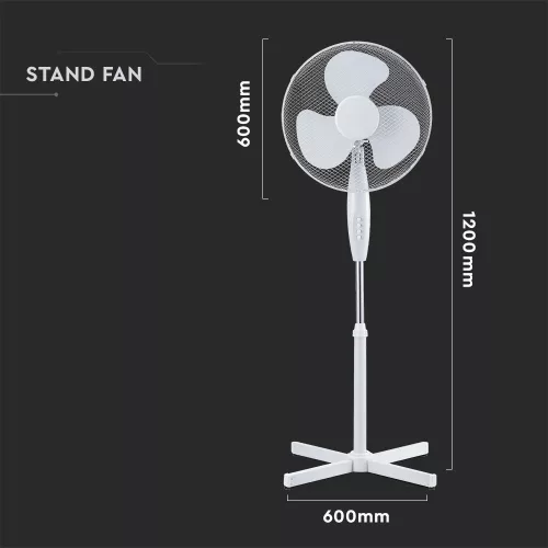 vertical ventilator cu bază în cruce, 40w, alb, V-TAC, 7922