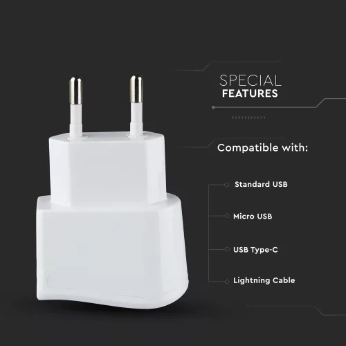 VT-1024 Usb de călătorie Adapter Dublu în blister cu ambalaj - alb