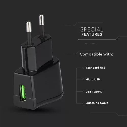 VT-1024 Usb de călătorie Adapter Dublu în blister cu ambalaj - negru