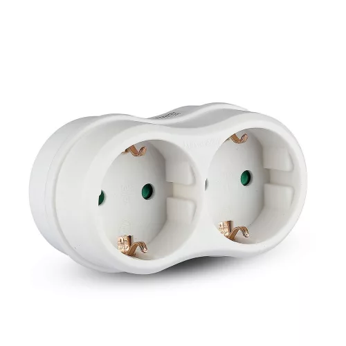 VT-1042 2 bucăți- Prizăos adaptor 16A cu împământare cu contact 16A-alb