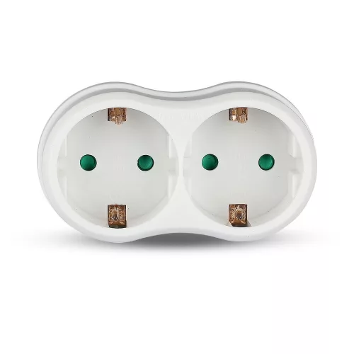 VT-1042 2 bucăți- Prizăos adaptor 16A cu împământare cu contact 16A-alb