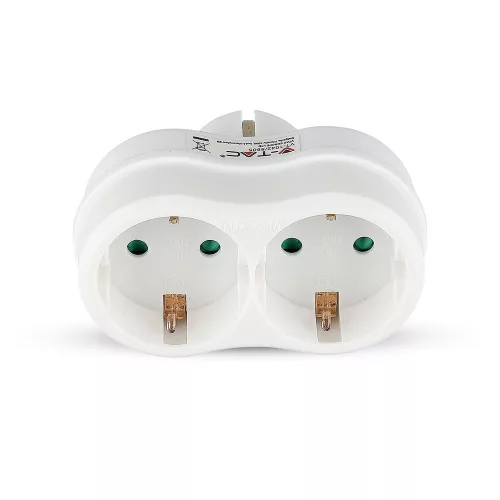 VT-1042 2 bucăți- Prizăos adaptor 16A cu împământare cu contact 16A-alb