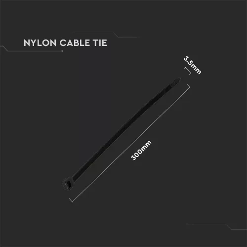 plastic colier de cablu, negru, 100 bucăți/pachet, 3,5x300mm, V-TAC, 11170