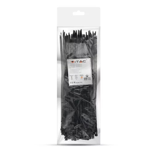 plastic colier de cablu, negru, 100 bucăți/pachet, 3,5x300mm, V-TAC, 11170