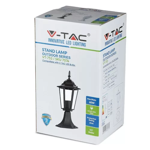 VT-753 E27 lampadar - Mat negru