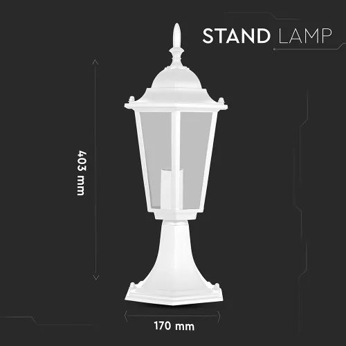 exterior lampadar, E27, mat alb, IP44, V-TAC, 7075