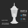 exterior lampadar, E27, mat alb, IP44, V-TAC, 7075