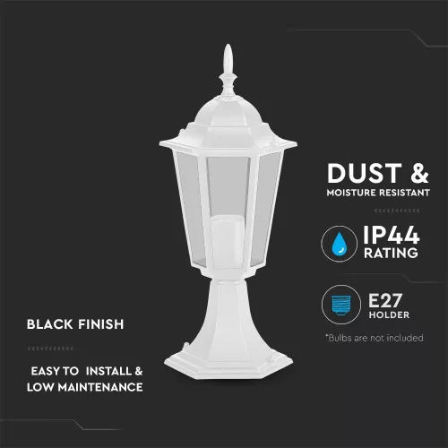 exterior lampadar, E27, mat alb, IP44, V-TAC, 7075