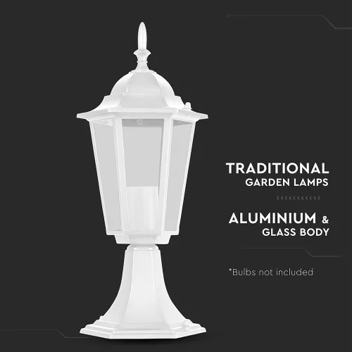 exterior lampadar, E27, mat alb, IP44, V-TAC, 7075