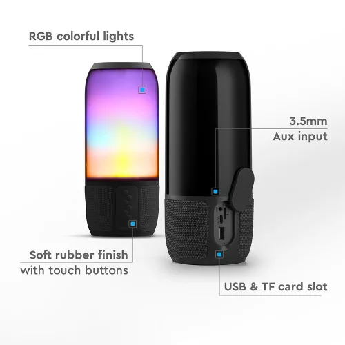 VT-6211 2*3W LED-Es Bluetooth Hangszóró Usb És Tf Kártyanyílással - Fekete