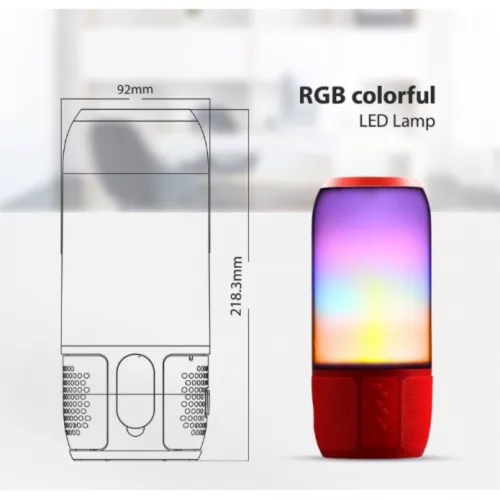 LED lámpa , hordozható , beépített hangszóróval , Bluetooth , színes hangulatvilágítás , 2 x 3W , RGB , USB , piros