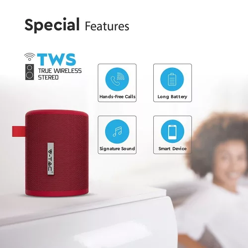 VT-6244 Hordozható Bluetooth Hangszóró Tws Funkcióval - 1500 Mah Akkumulátorral - Piros