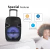 RGB Bluetooth hangszóró , party hangfal LED világítással , mikrofonnal , távirányítóval , gurulós , 35 watt , USB , tölthető , 51 x 32 cm