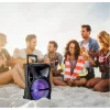 RGB Bluetooth hangszóró , party hangfal LED világítással , mikrofonnal , távirányítóval , gurulós , 35 watt , USB , tölthető , 51 x 30 cm