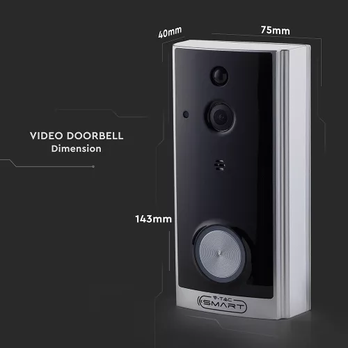 VT-5412 Okos Videós Kapucsenő - 2 Utas Audio - Fekete Test