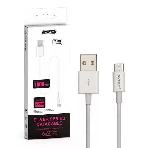 VT-5321 1M Micro Usb Kábel - Fehér (Ezüst Széria)