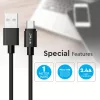 VT-5331 1M Micro Usb Fonott Nejlon Kábel - Fekete (Platina Széria)