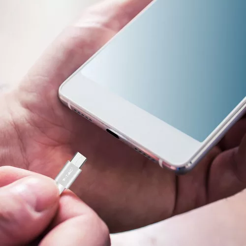 VT-5331 1M Micro Usb Fonott Nejlon Kábel - Ezüst (Platina Széria)
