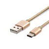 VT-5334 1M Type-C Usb Fonott Nejlon Kábel - Arany (Platina Széria)
