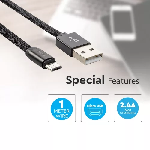 Ruby Micro USB kábel, fekete, V-TAC, 8494