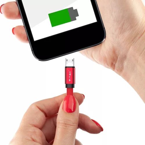 Ruby Micro USB kábel, piros, V-TAC, 8497