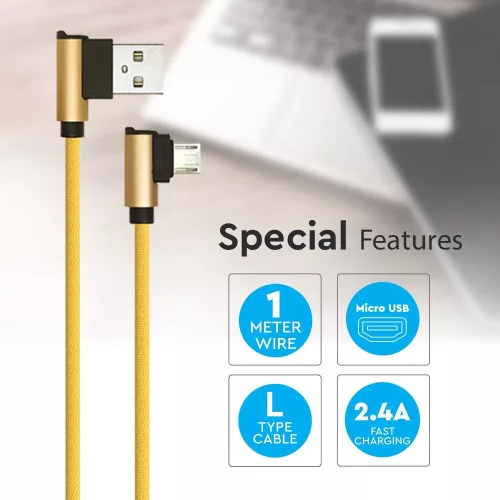 Gyémánt Micro USB kábel, arany, V-TAC, 8637