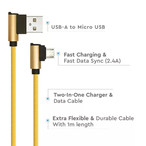 Gyémánt Micro USB kábel, arany, V-TAC, 8637
