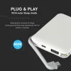 VT-3510 5000Mah-S Külső Akkumulátor LED-Es Kijelzővel És Beépített Kábellel - Fehér