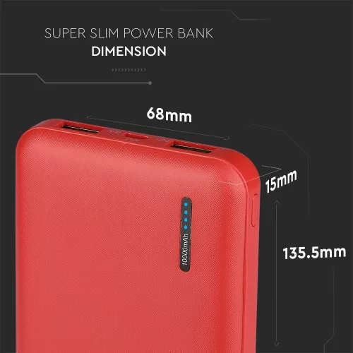 VT-3518 10000Mah Piros Power Bank