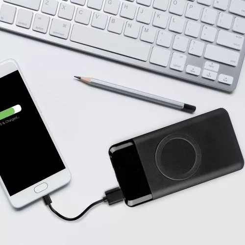VT-3521 10000 Mah Vezeték Nélküli Power Bank Kettős Usb + Type-C + LED Képernyővel - Fekete