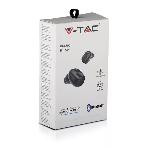 Vezeték nélküli fülhallgató, fekete, V-TAC, 7704