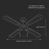 VT-6042-4 50 W de tavan ventilator cu iluminat - cu lanț control - 4 palete - curent alternativ Motor