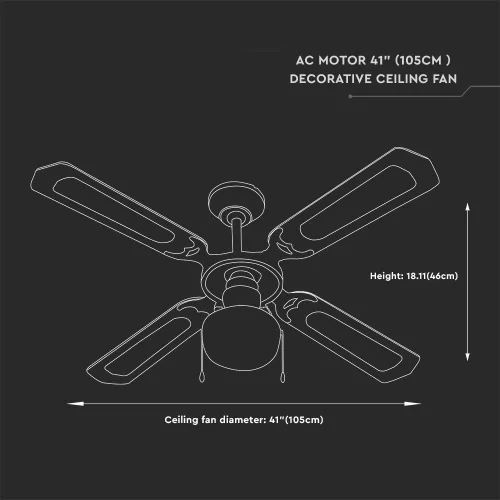VT-6042-4 50 W de tavan ventilator cu iluminat - cu lanț control - 4 palete - curent alternativ Motor