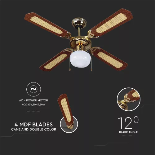 VT-6042-4 50 W de tavan ventilator cu iluminat - cu lanț control - 4 palete - curent alternativ Motor