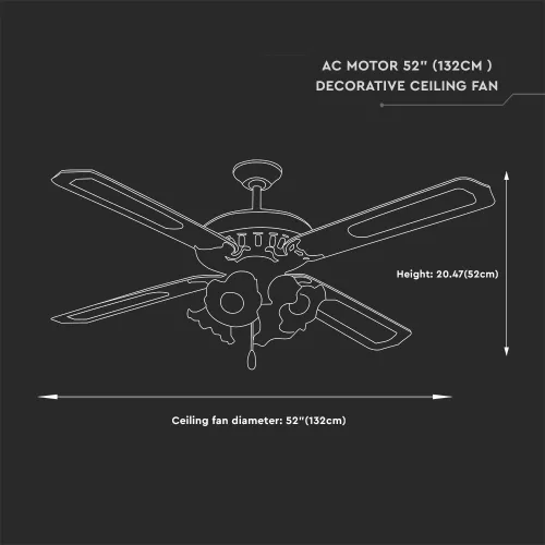 VT-6056-4 55 W de tavan ventilator 4 beccu - cu lanț control - 4 palete - curent alternativ Motor