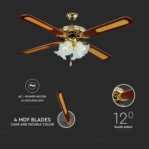 VT-6056-4 55 W de tavan ventilator 4 beccu - cu lanț control - 4 palete - curent alternativ Motor