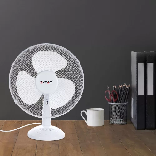 12 hüvelykes asztali ventilátor, 40w, fehér, V-TAC, 7924