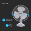 16 hüvelykes asztali ventilátor, 40w, fehér, V-TAC, 7925