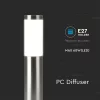 exterior lampadar, E27, satinat nichel, IP44, V-TAC, 8962