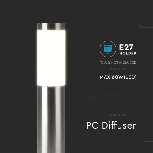 exterior lampadar, E27, satinat nichel, IP44, V-TAC, 8962