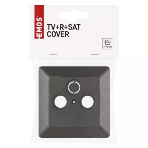 TV+R+SAT Csatlakozó aljzat burkolat, antracit, anthracite, EMOS, A6004.8