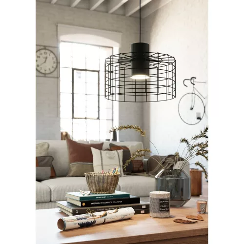 LED lámpa , függeszték , mennyezeti , 110cm , E27 foglalattal , 1 x 40W , fekete , EGLO , MILLIGAN , 43627