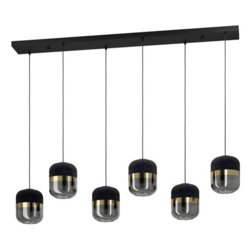 EGLO , 39921 , SINSIGA , függeszték , E27 , 6X40W , IP20 , fekete, arany, fekete-átlátszó