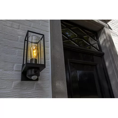 LED lámpatest , oldalfali , E27 foglalat , matt fekete , mozgásérzékelős , kamerával , kültéri , IP44 , LUTEC CONNECT , FLAIR