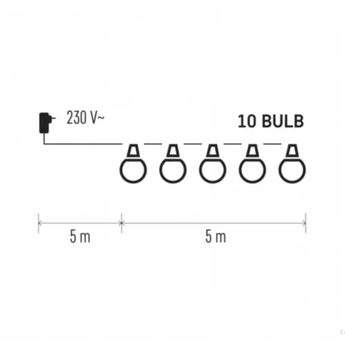 LED fényfüzér – 10x party égő, opál, 5 m, kültéri és beltéri, meleg fehér, IP44, EMOS, DCPW01
