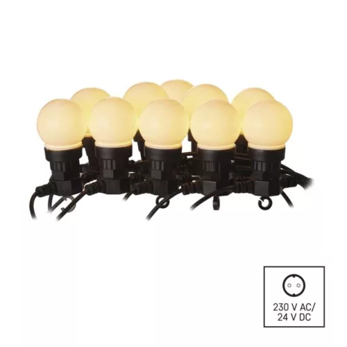 LED fényfüzér – 10x party égő, opál, 5 m, kültéri és beltéri, meleg fehér, IP44, EMOS, DCPW01