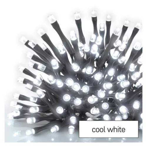 Standard LED sorolható karácsonyi füzér, 5 m, kültéri és beltéri, hideg fehér, IP44, EMOS, D1AC02