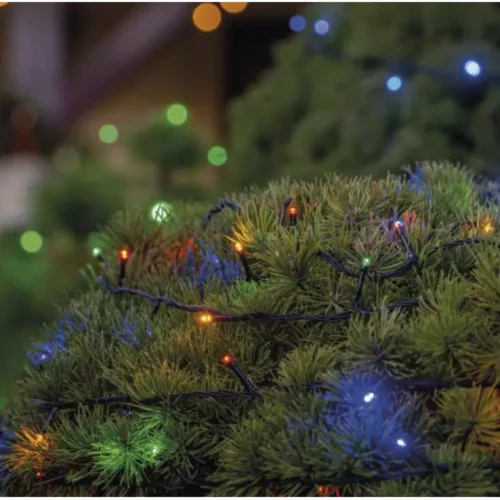 Standard LED sorolható karácsonyi füzér, 5 m, kültéri és beltéri, többszínű, RGB, IP44, EMOS, D1AM02