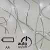 LED karácsonyi nano fényfüzér, ezüst, 0,9 m, 2x AA, beltéri, hideg fehér, időzítő, IP20, EMOS, D3AC06